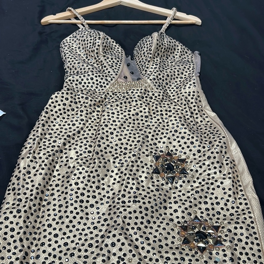 Morena Rosa Cocktail Dress Gold with Embellishment